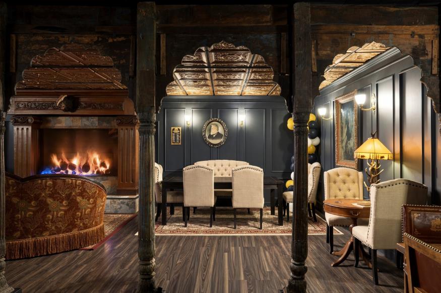 Intimate fireplace seating area